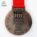 Cheap Custom School Logo Antique Bronze 3D Embossed Ribbon Medal in Metal Crafts